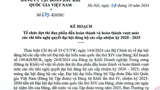 Tổ chức đợt thi đua phấn đấu hoàn thành và hoàn thành vượt mức các chỉ tiêu nghị quyết đại hội đảng bộ các cấp nhiệm kỳ 2020 - 2025